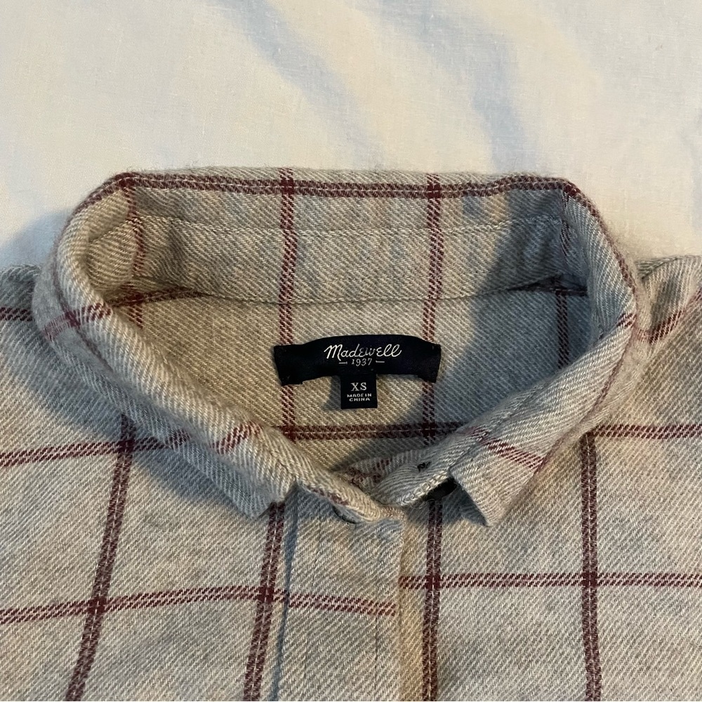 Madewell XS Slim Boyshirt in Slater Plaid E1490 Grey Gray Cotton wool blend - Picture 3 of 7